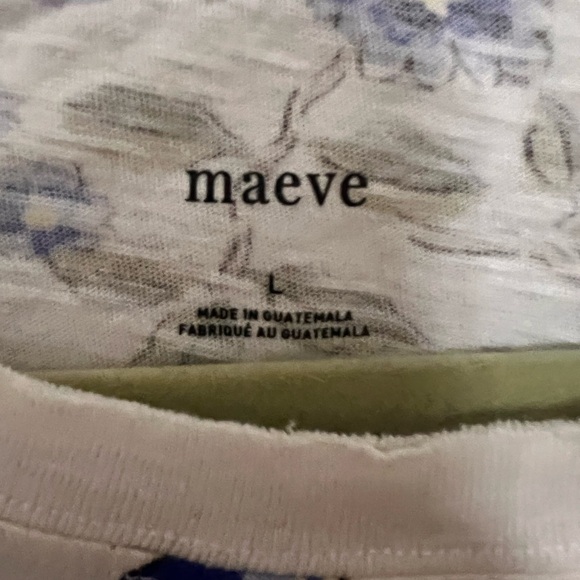 Maeve The Caitlyn Boxy Tee - Floral Print Purple, Blue, Green on White - Picture 2 of 4